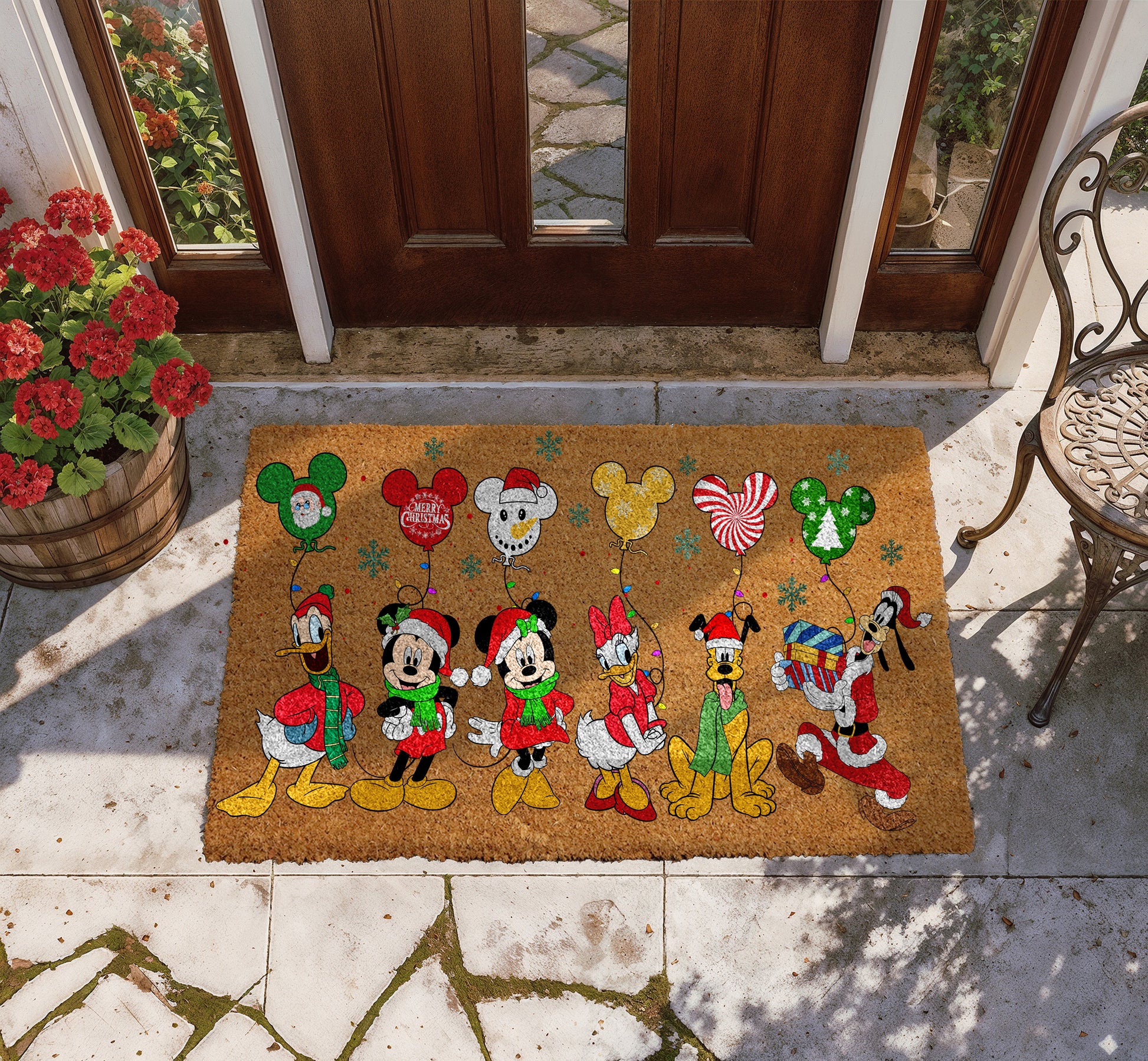 Festive Disney Mickey Christmas Doormat, Perfect Winter Front Porch Decor
