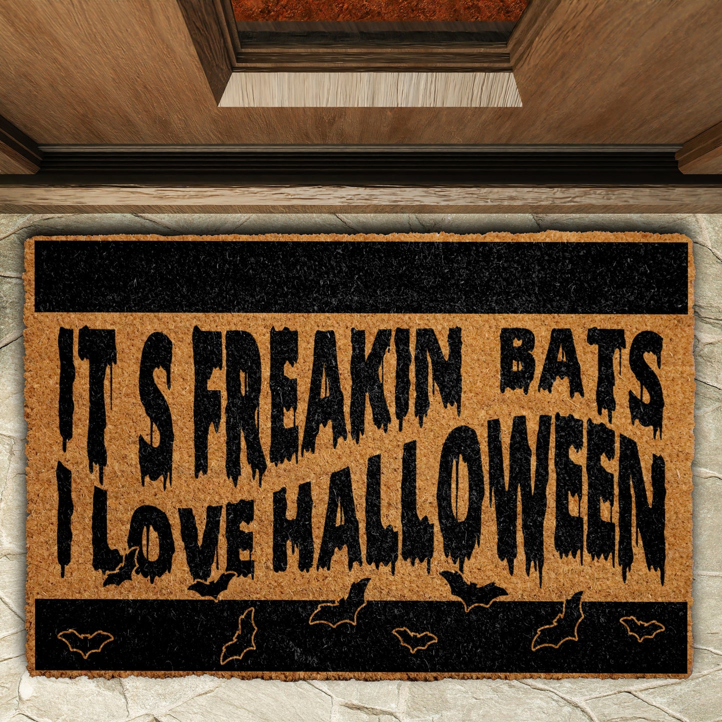 Spooky Season Doormat: Halloween Welcome Mat with Fun Bat Design
