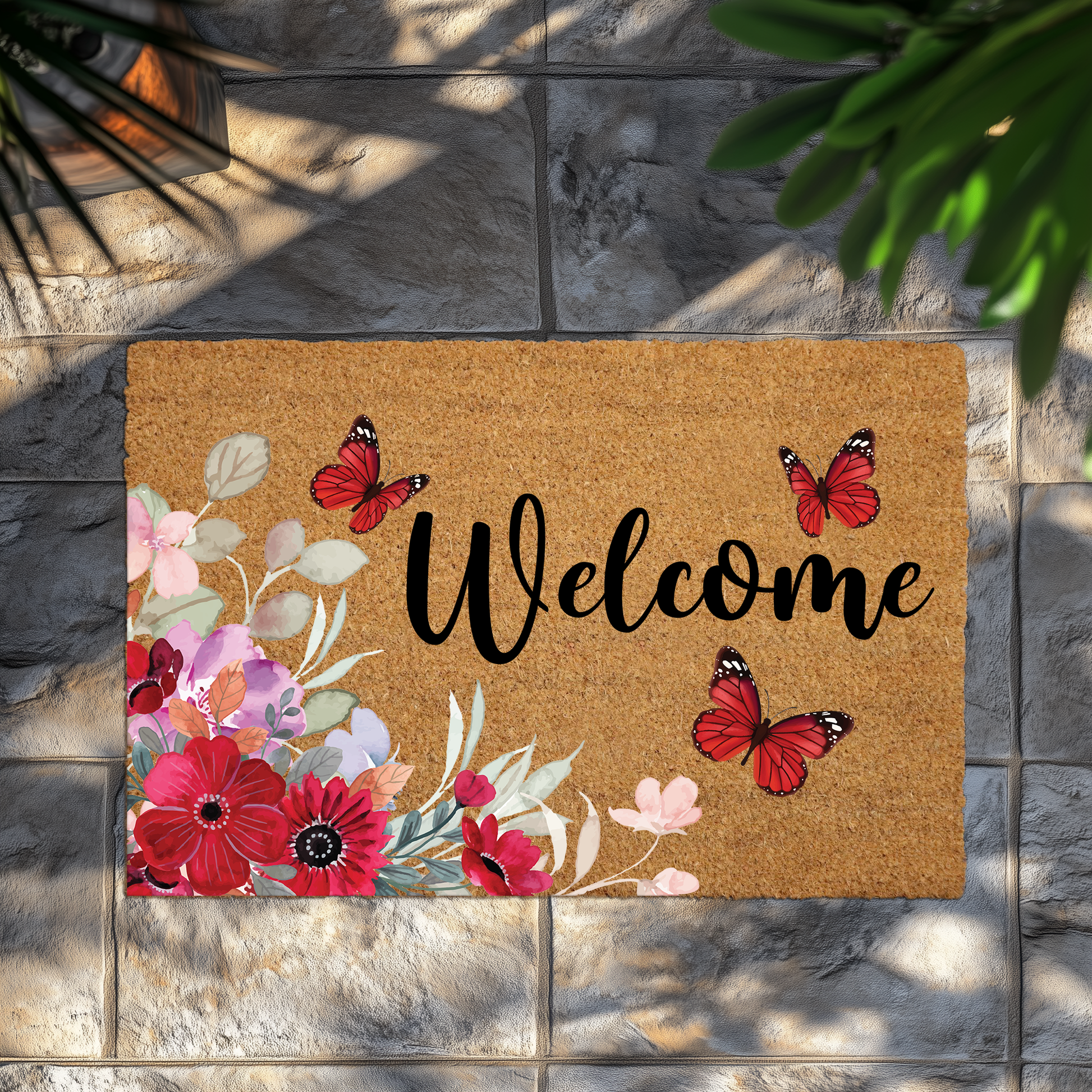 Floral Welcome Doormat, An Elegant Entryway Greeting for Your Home