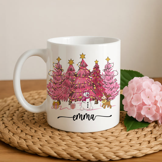 Customizable Christmas Tree Ceramic Cup, Cozy Coffee Mug, Hostess Gift