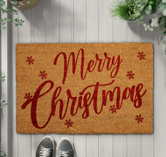Festive Holiday Doormat: Merry Christmas Welcome Mat, Cute Xmas Rug