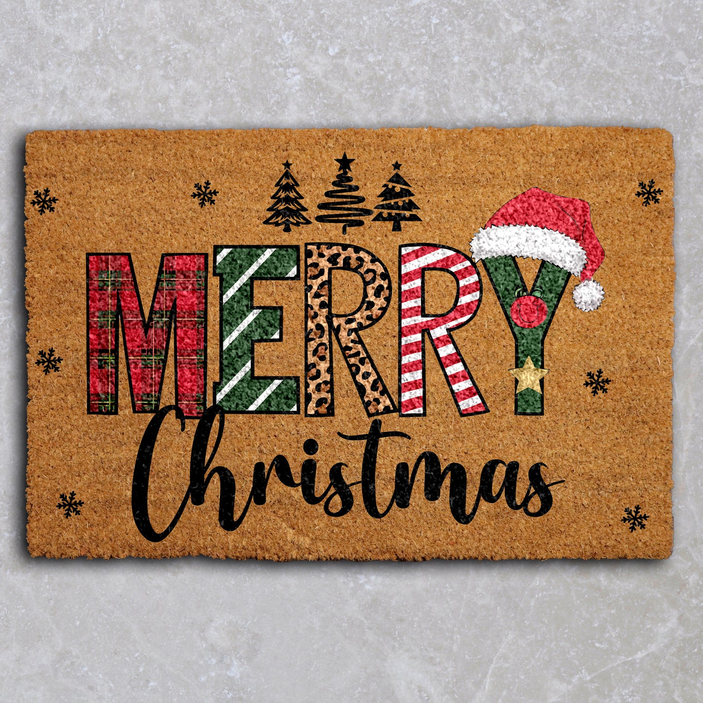 Celebrate with Style: Modern Holiday Welcome Mat, Front Door Festive(',')