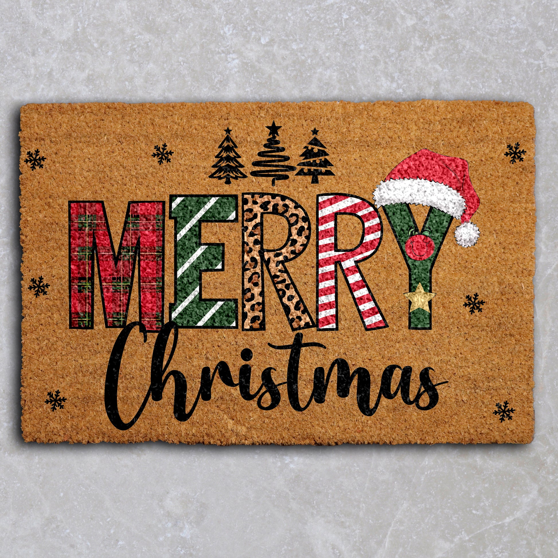 Celebrate with Style: Modern Holiday Welcome Mat, Front Door Festive(',')