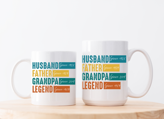 Personalized Legend Grandpa Mug, Retro Father's Day Gift, Custom Ceramic