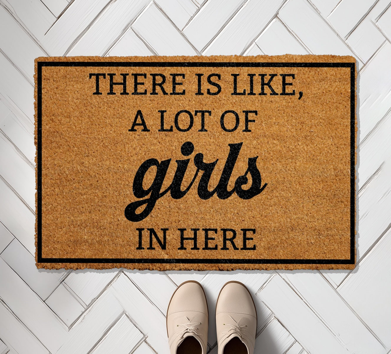 Custom Funny Girls Welcome Mat, Humorous Housewarming Entrance Gift