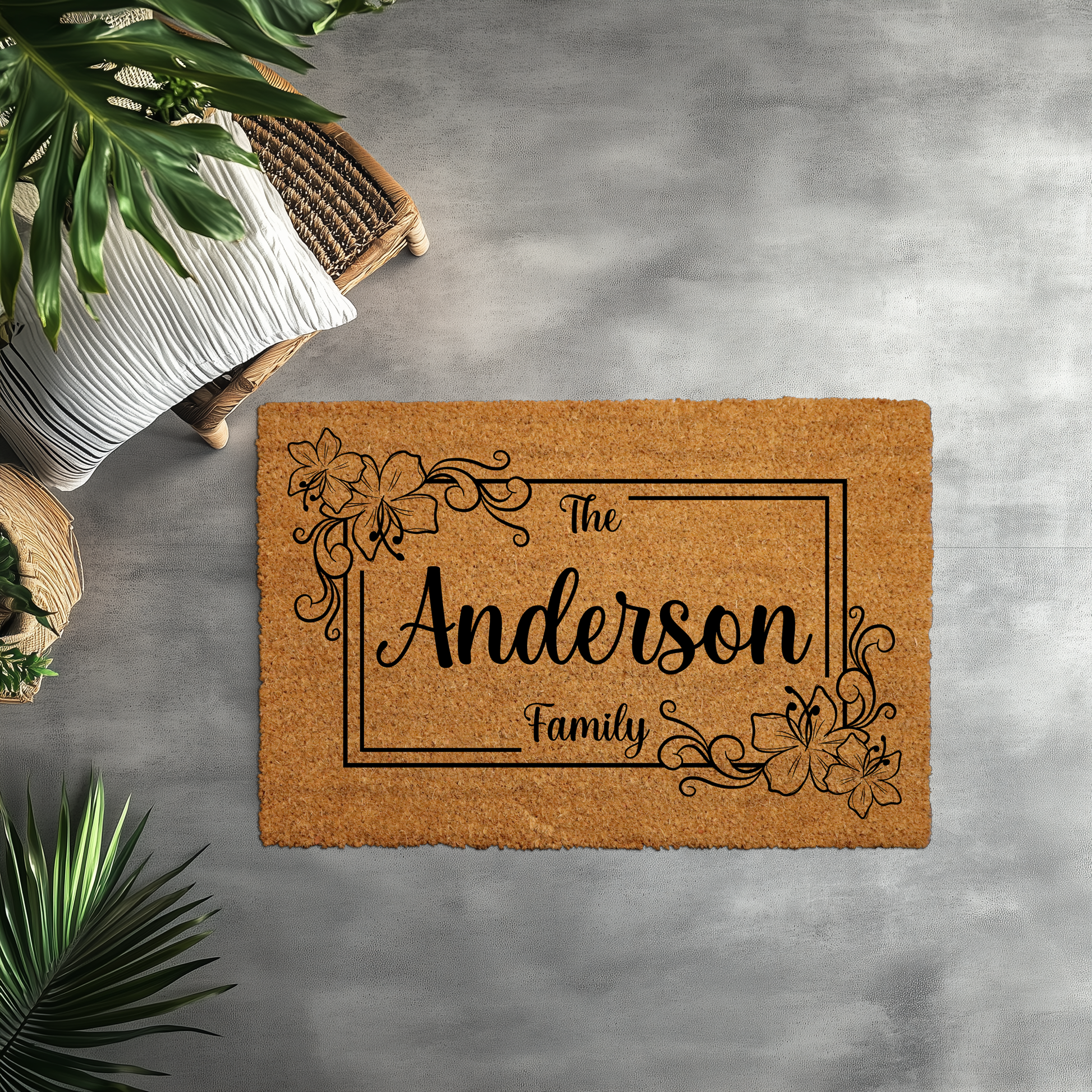 Personalized Family Name Welcome Doormat, Ideal Gift for Homeowners