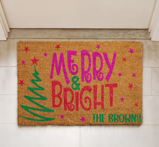 Custom Family Name Christmas Doormat, Festive Home Entrance Decor!