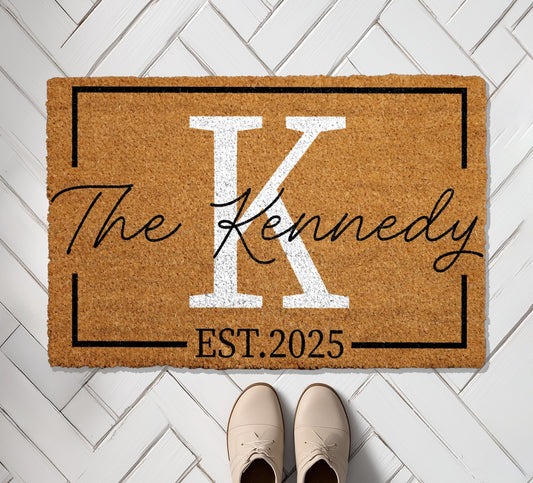 Custom Family Name Welcome Mat, Personalized Last Name & Est. Year