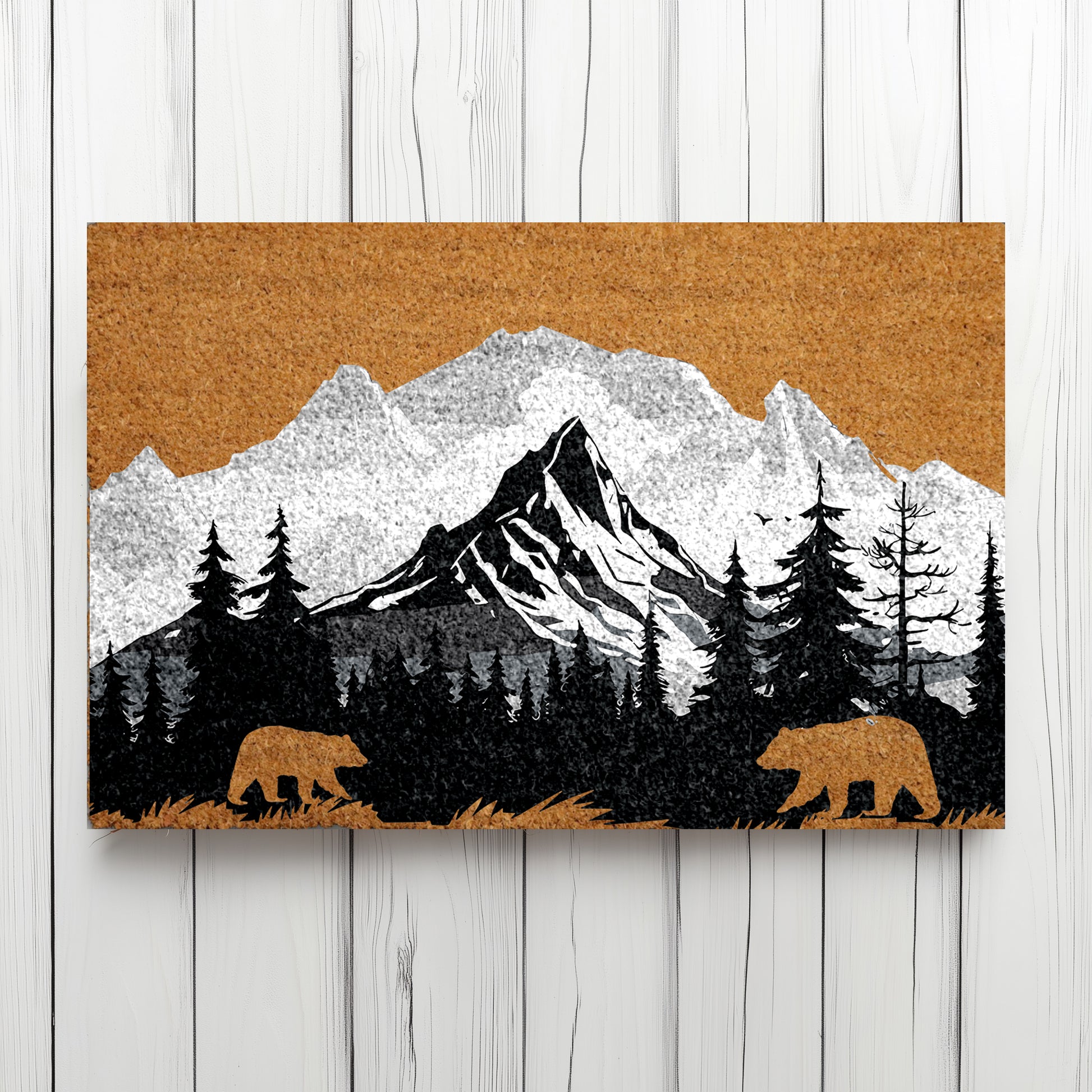 Wilderness Welcome: Mountain & Bear Doormat for Nature Lovers
