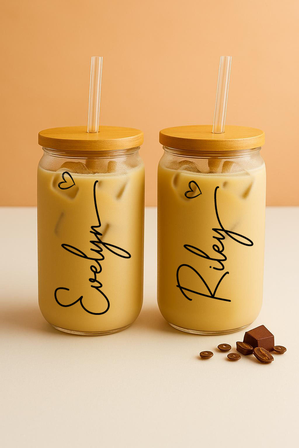 Personalized Glass Tumbler with Heart, Ideal Mother's Day Gift