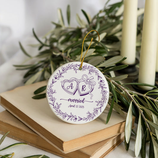 Floral Wreath Initials & Date Married Keepsake, Perfect Wedding Gift