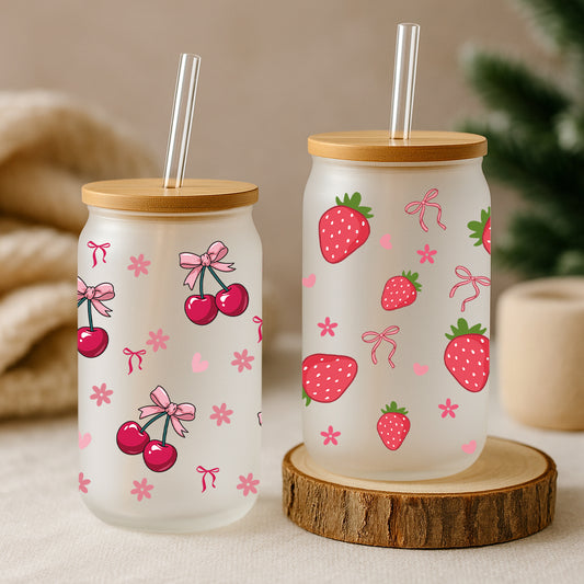 Chic, Cute Glass Tumbler: Aesthetic Gift for Daughter's Preppy Home