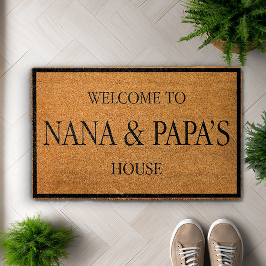 Personalized Welcome Mat for Nana & Papa's House, Grandparents Gift
