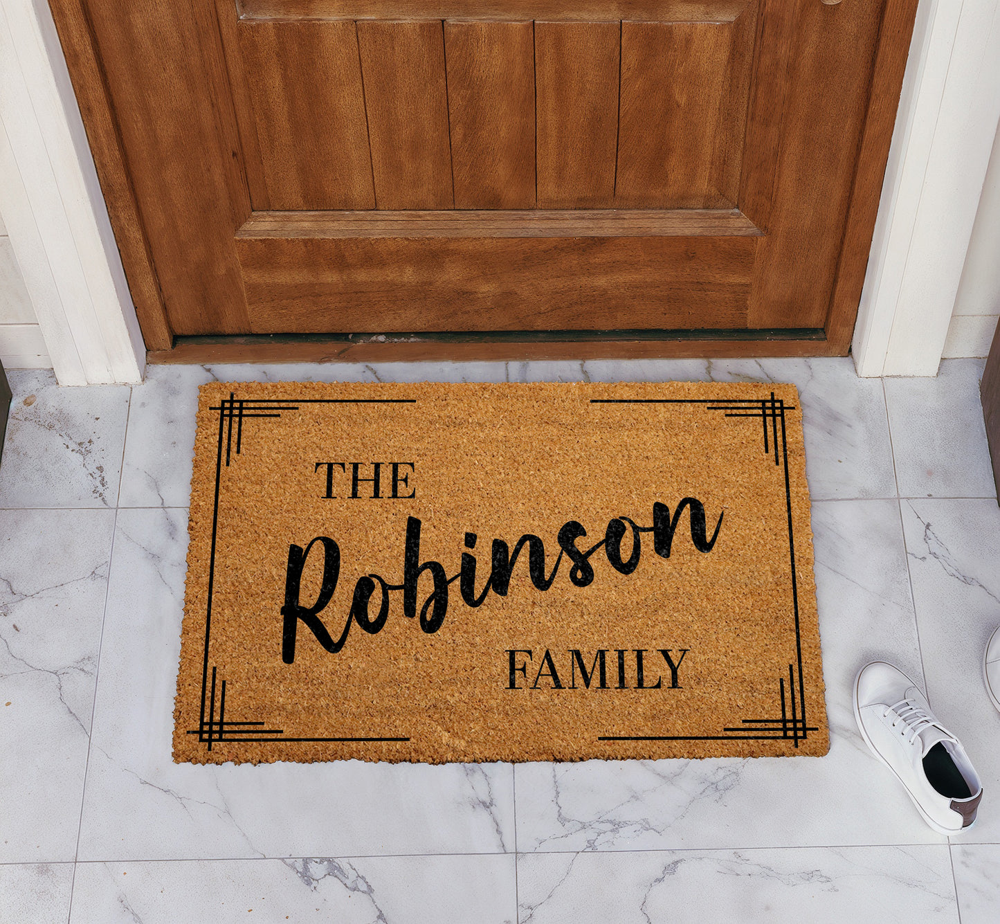 Personalized Last Name & Est Year Welcome Mat, Custom Monogram Decor