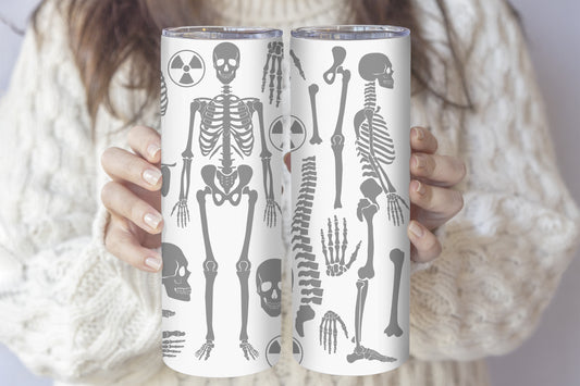 Anatomical Stainless Steel Tumbler with Straw, Human Bones Themed Bottle