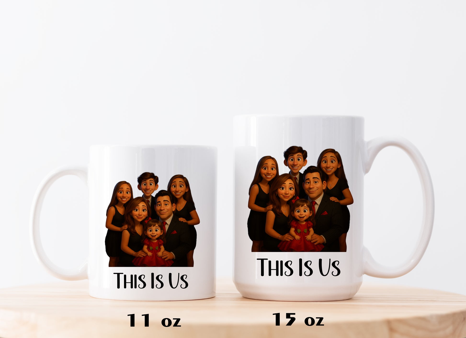 Personalized Cartoon Family Photo Mug, Ideal Gift for Mom, Dad