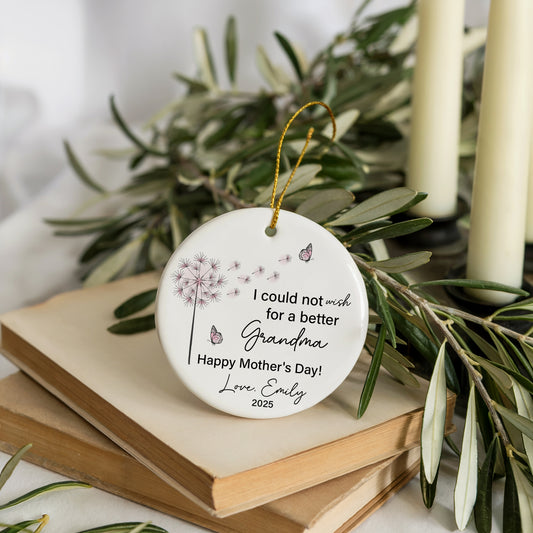 Personalized Floral Grandma Ornaments, New Granny Ceramic Keepsake Gift