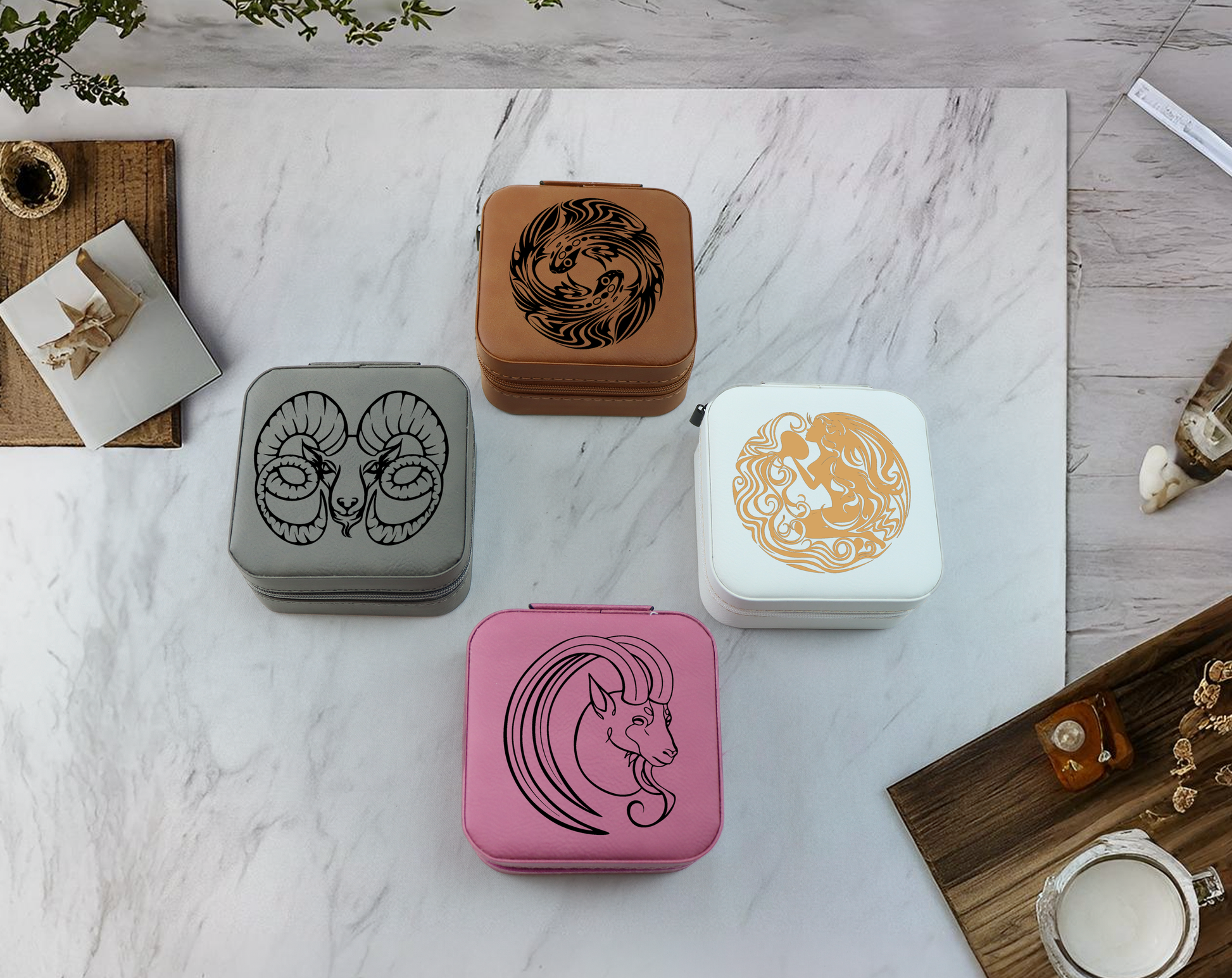 Personalized Zodiac Jewelry Box, Engraved Travel Organizer for Women