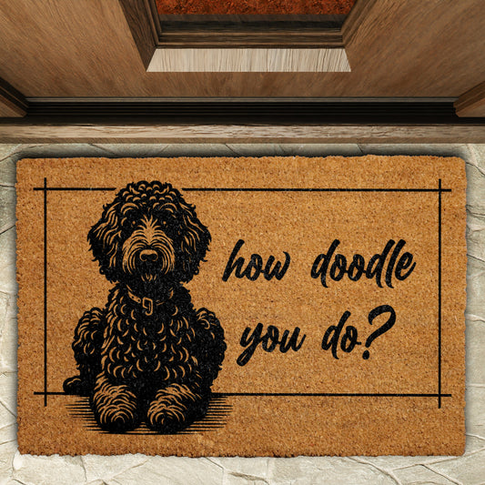 Labradoodle and Goldendoodle Welcome Mat, Funny Dog Lover Doormat