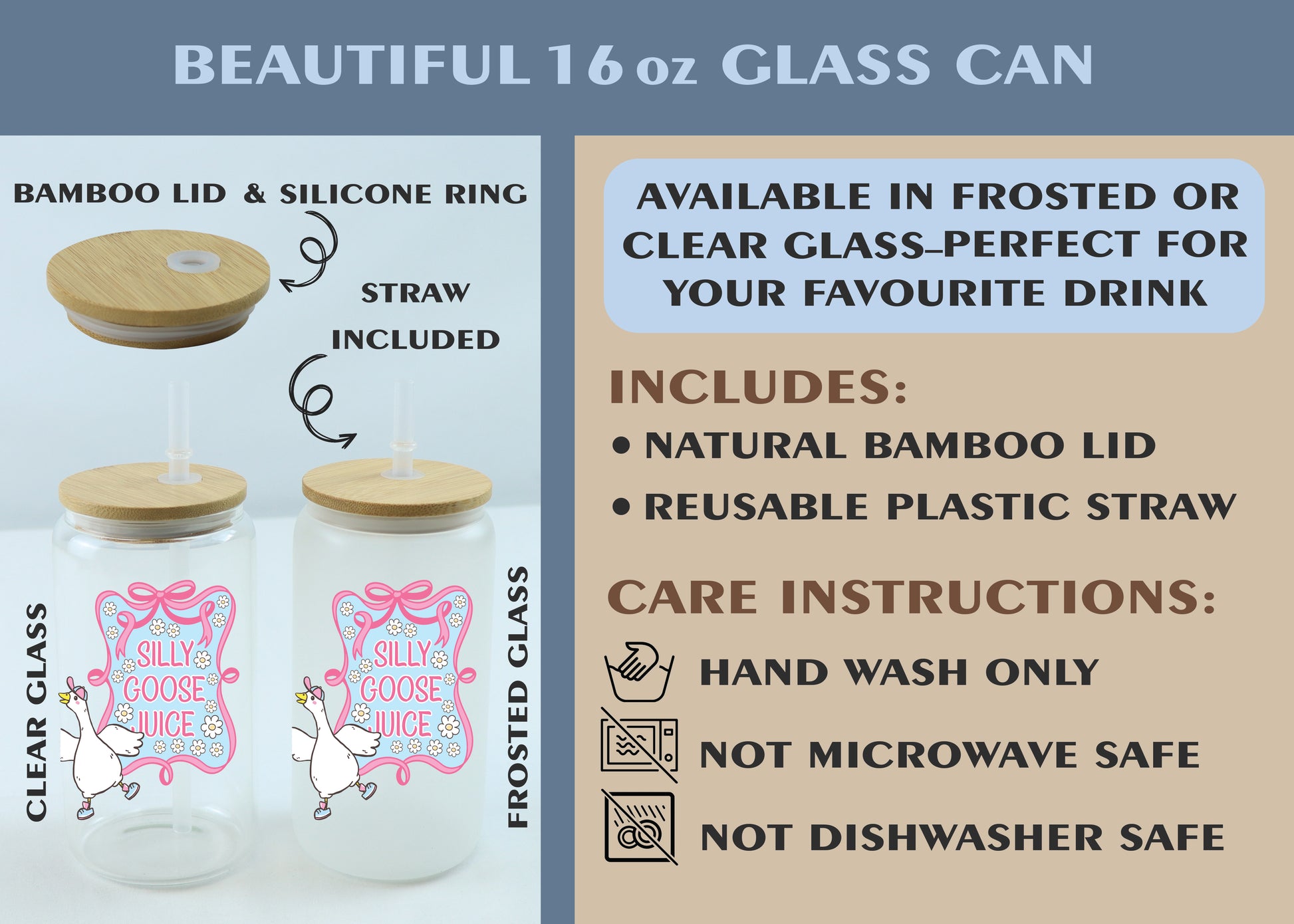 Sarcastic Goose Glass Tumbler, Cute & Funny Drinkware Gift