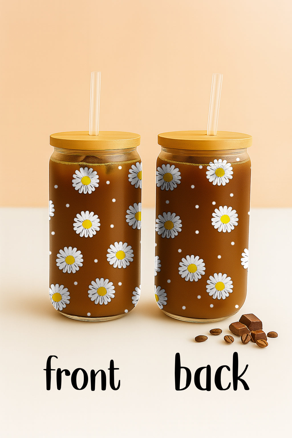 Floral Customizable Daisy Tumbler, Cute Eco-Friendly Iced Coffee Cup