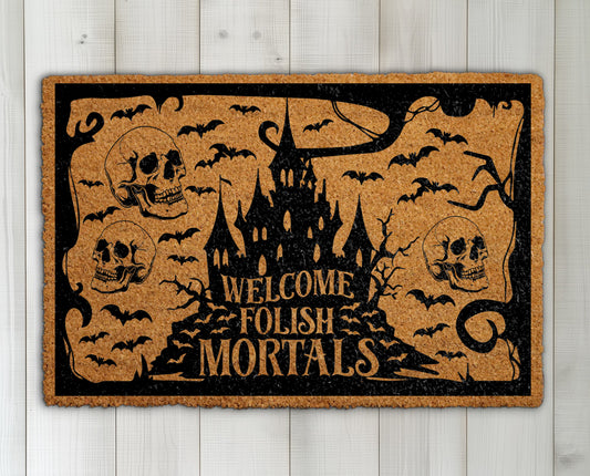 Spooky Bat and Skull Welcome Mat, Halloween Home Decor Essential
