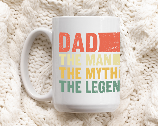 Retro Dad Legend Mug, Father's Day Gift, Sublimation Ceramic Cup
