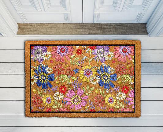 Bohemian Floral Doormat, Colorful Entry Mat, Wedding Home Decor