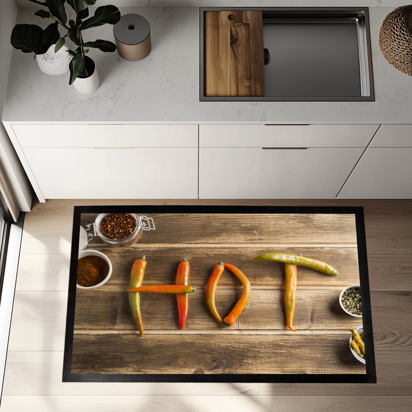 Spicy Chili Print Rug: Hot Kitchen Decor for Farmhouse Cooking