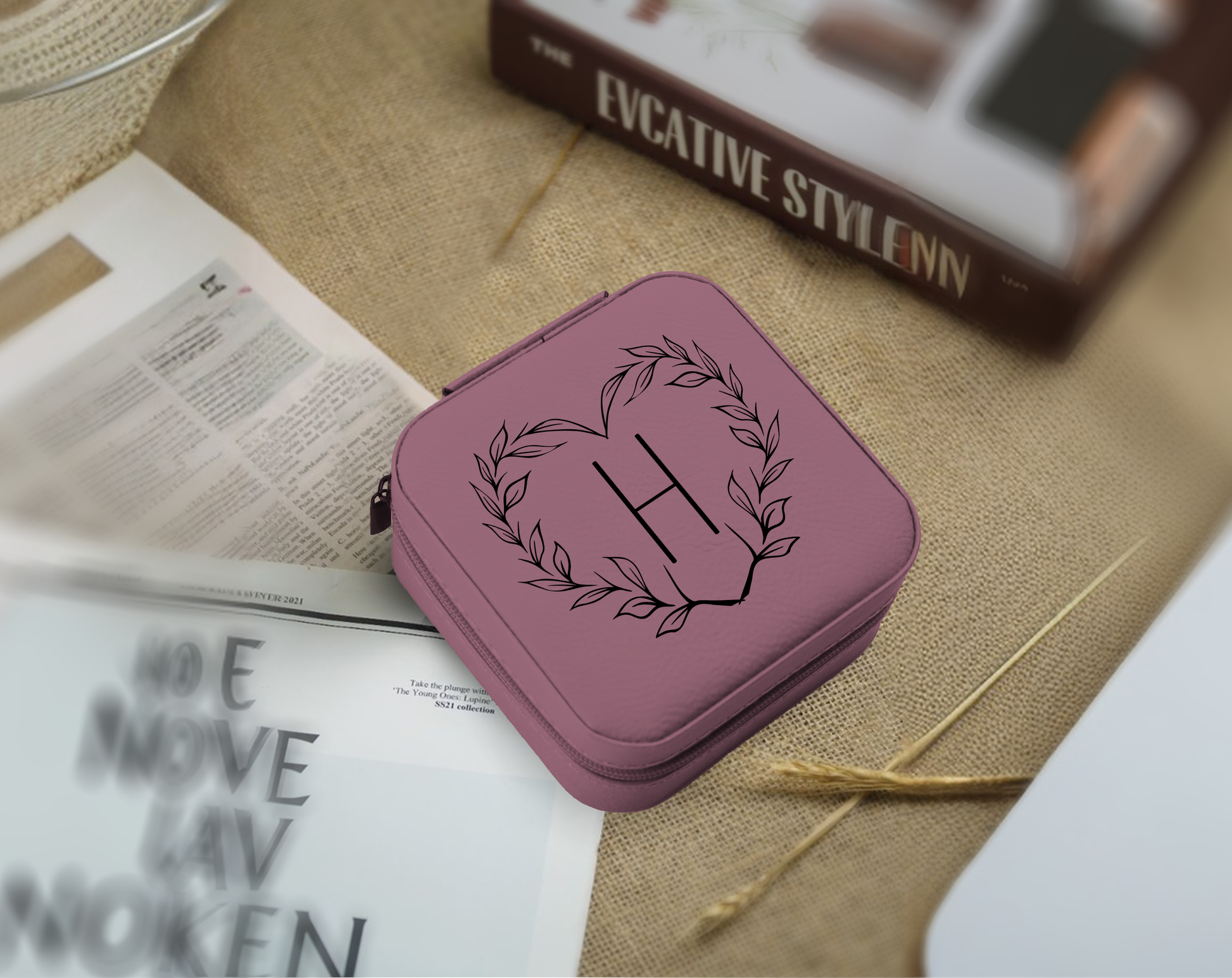 Personalized Vegan Leather Jewelry Box, Engraved Accessory Organizer, Anniversary Gift