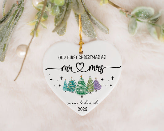 Mr. & Mrs. Custom Ornament: Romantic Xmas Decor for Couples