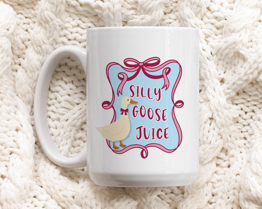 Silly Goose Juice Coffee Mug, Funny Animal Humor Cup, Cute Gift