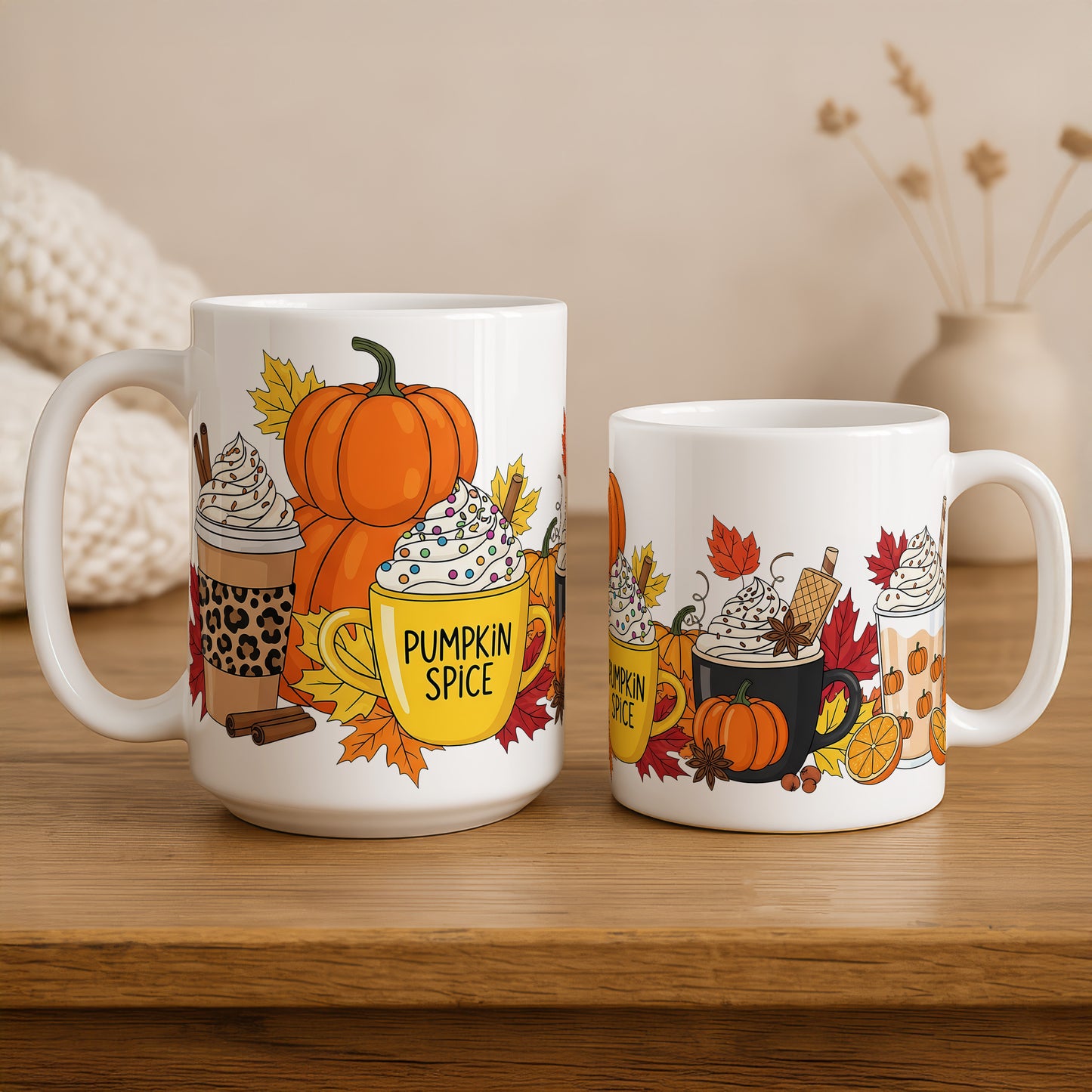 Pumpkin Spice Latte Ceramic Cup, Autumn Vibes Pottery Mug