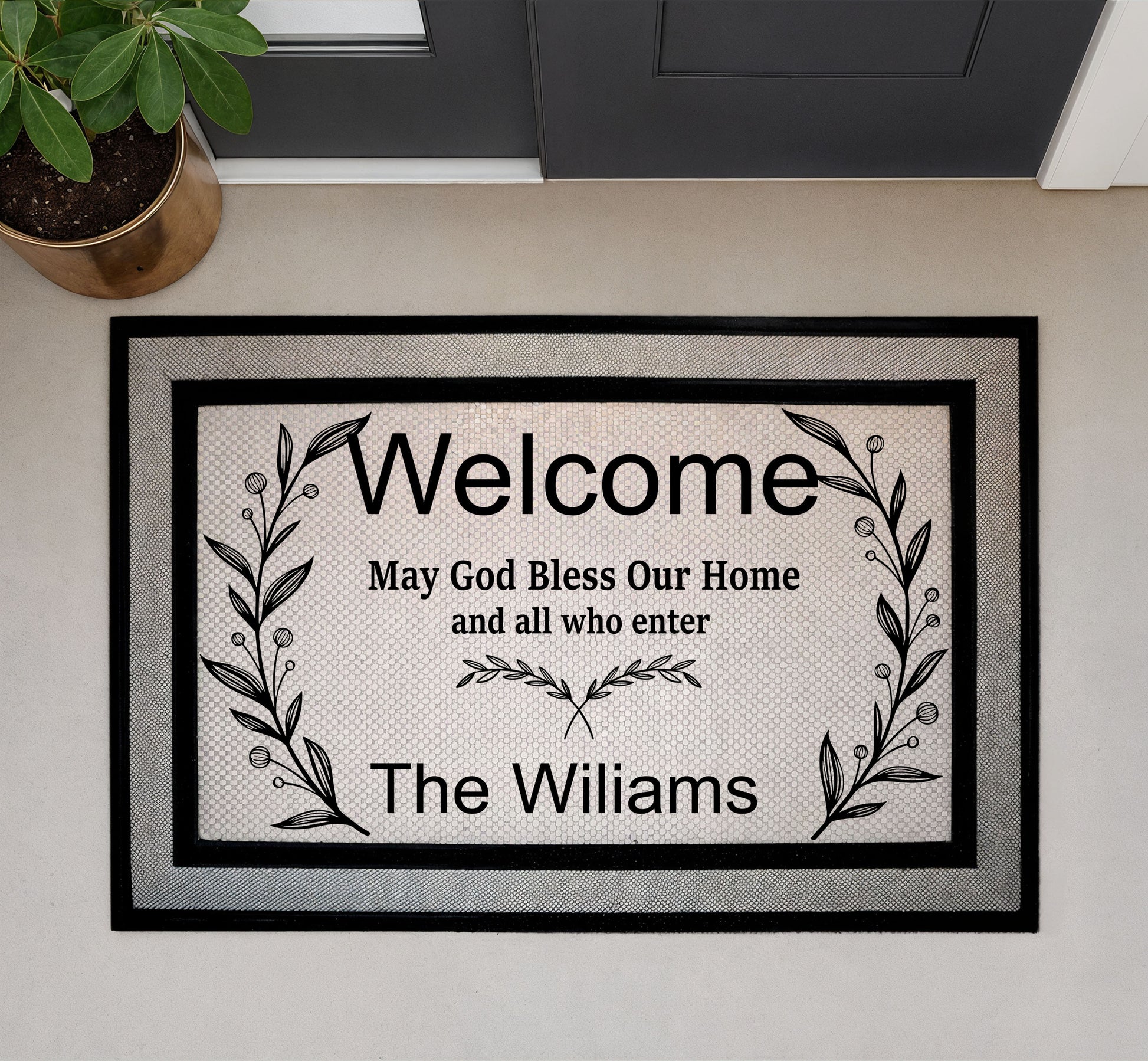 Custom Religious Welcome Mat: Personalized Family Blessings Doormat