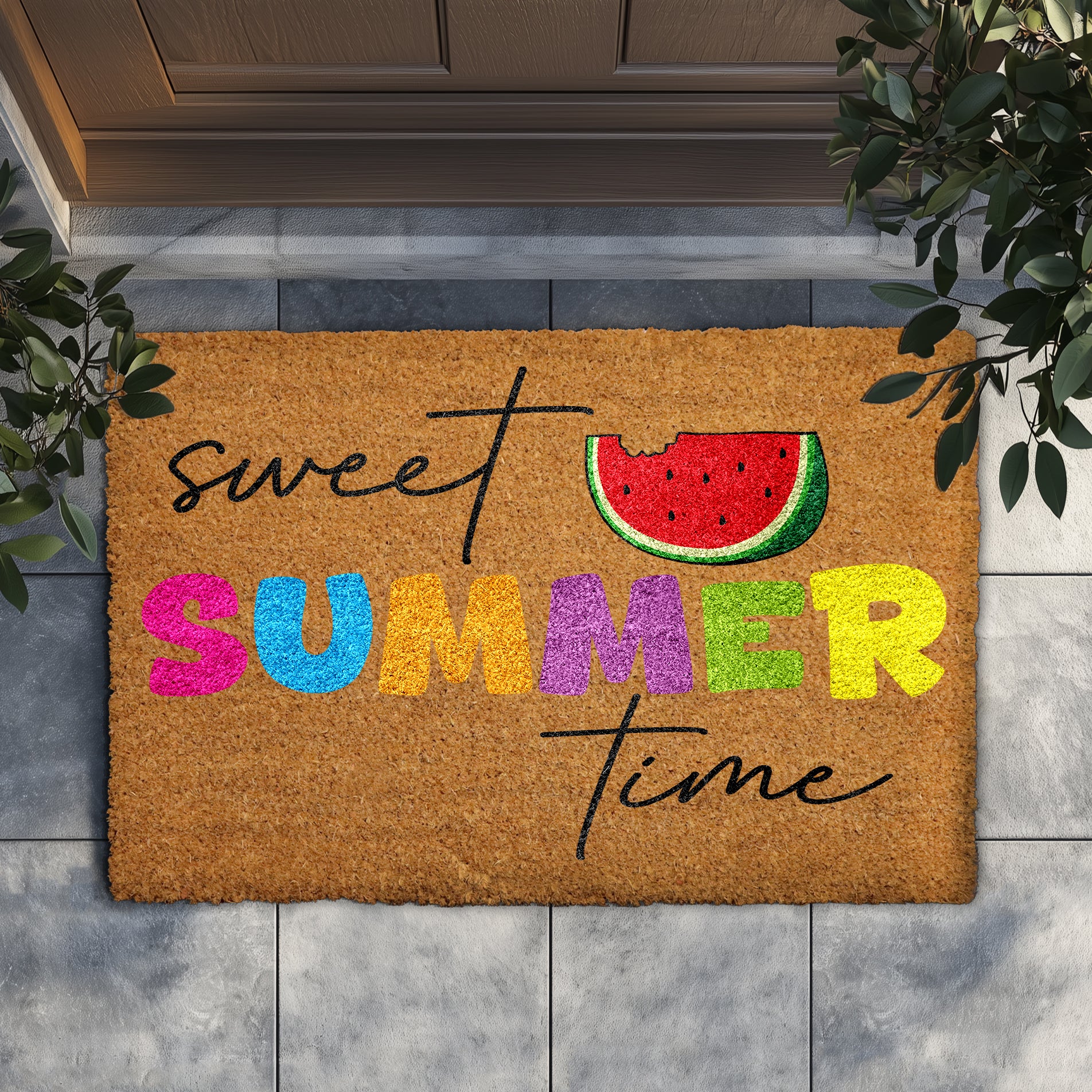 Cheerful Summer Vibes: Colorful, Funny Watermelon Doormat, Sweet Welcome!