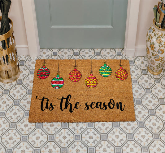 Festive Holiday Doormat, Christmas Ornaments, Xmas Housewarming Gift, Funny Coco Mat