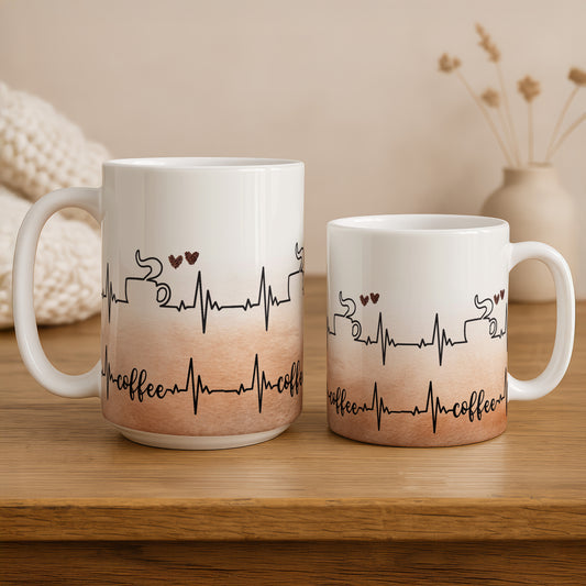 Unique Ecg Heart Beat Design Coffee Mug, Doctor & Nurse Gift