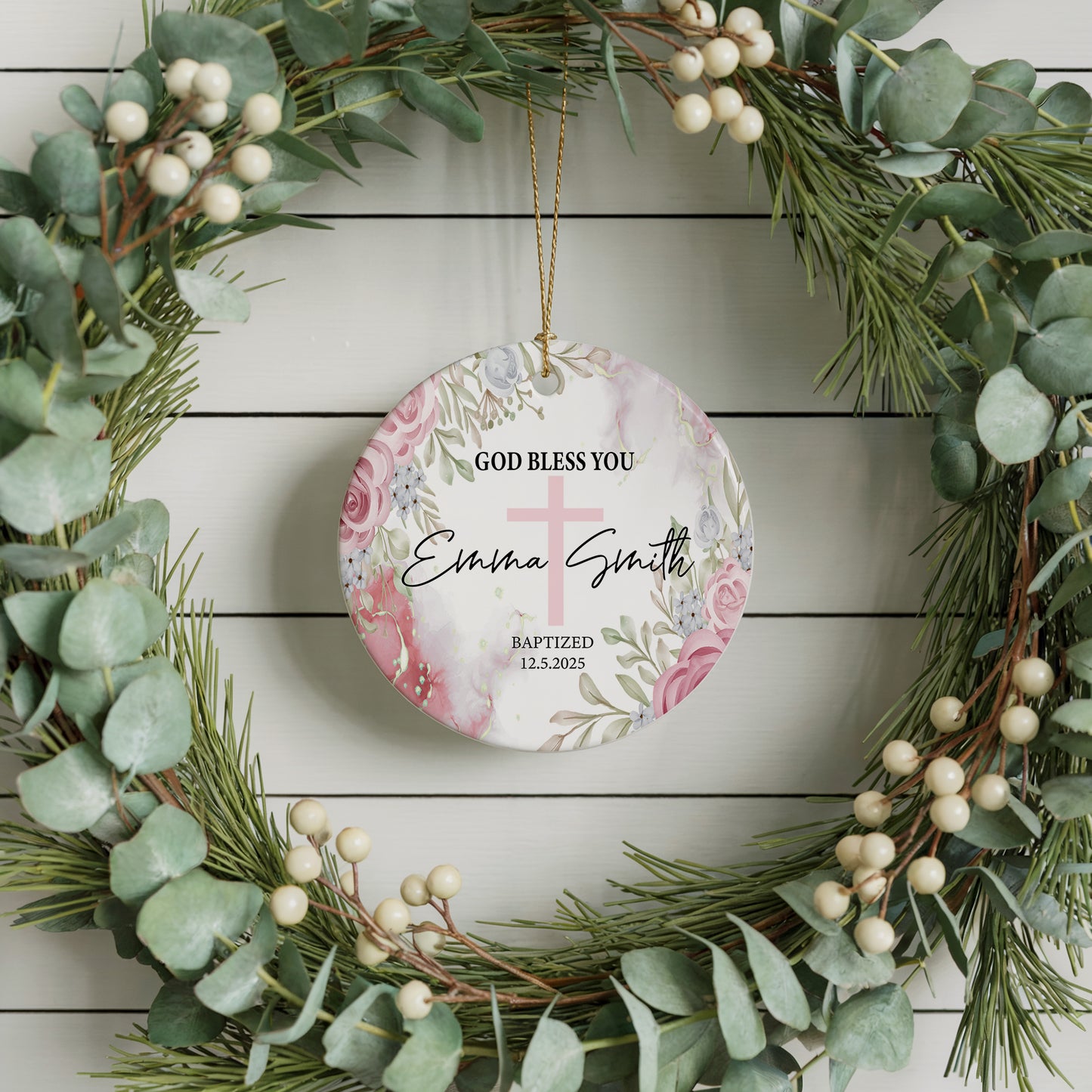 Personalized Baptism Ornament, Blessed Christening Keepsake, First Communion Gift
