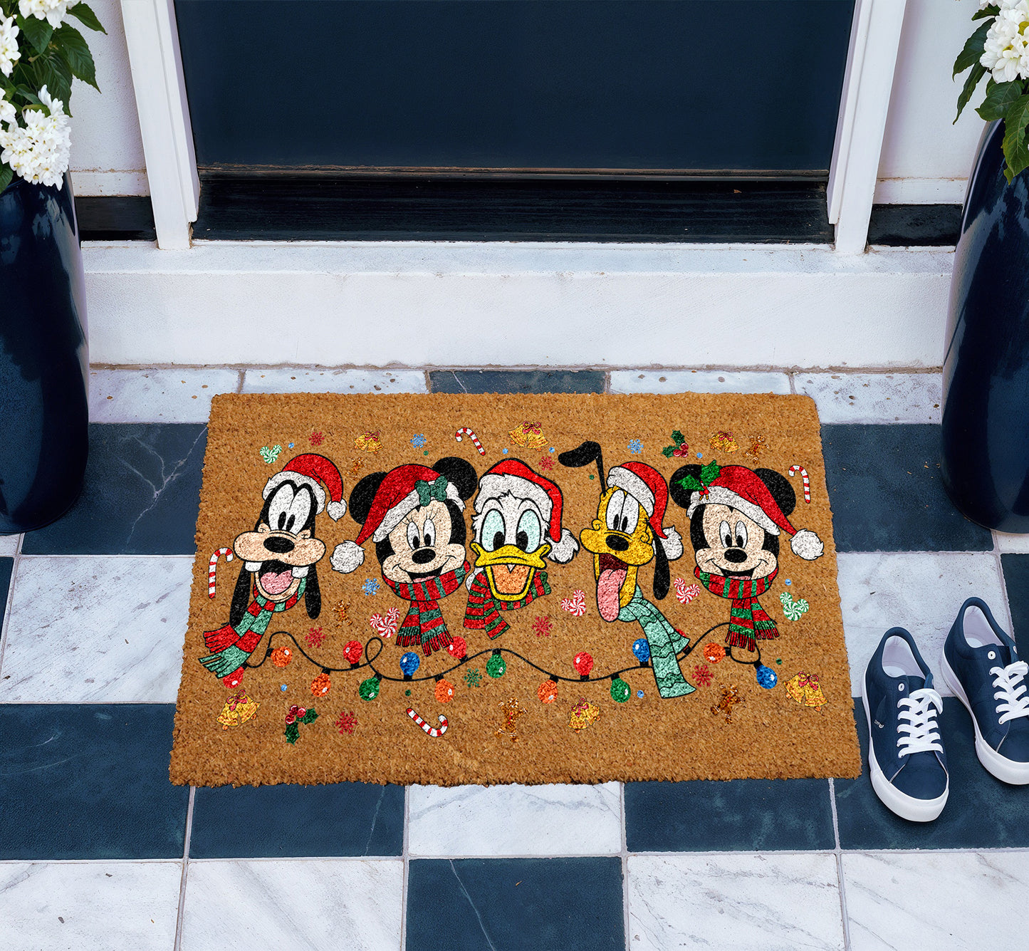 Disney Christmas Doormat, Festive Welcome Mat for Magical Home