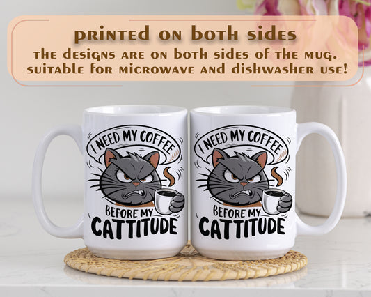 Cat Lover's Morning Mood Cup: Sassy Kitty Quote Mug