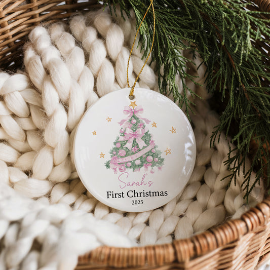 Custom Pink Tree Ornament - Perfect Gift for New Parents