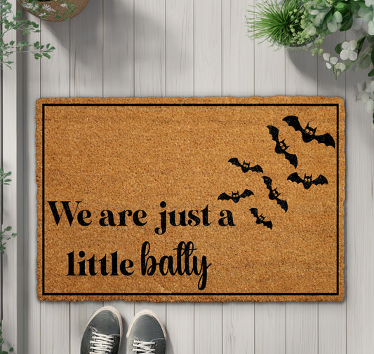 Gothic Fall Welcome Mat, Funny Spooky Bat Coir Rug