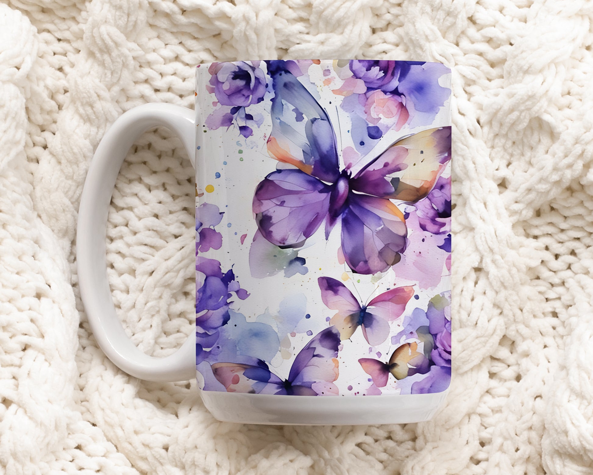Nature-Inspired Butterfly and Flower Mug, Perfect Gift for Her