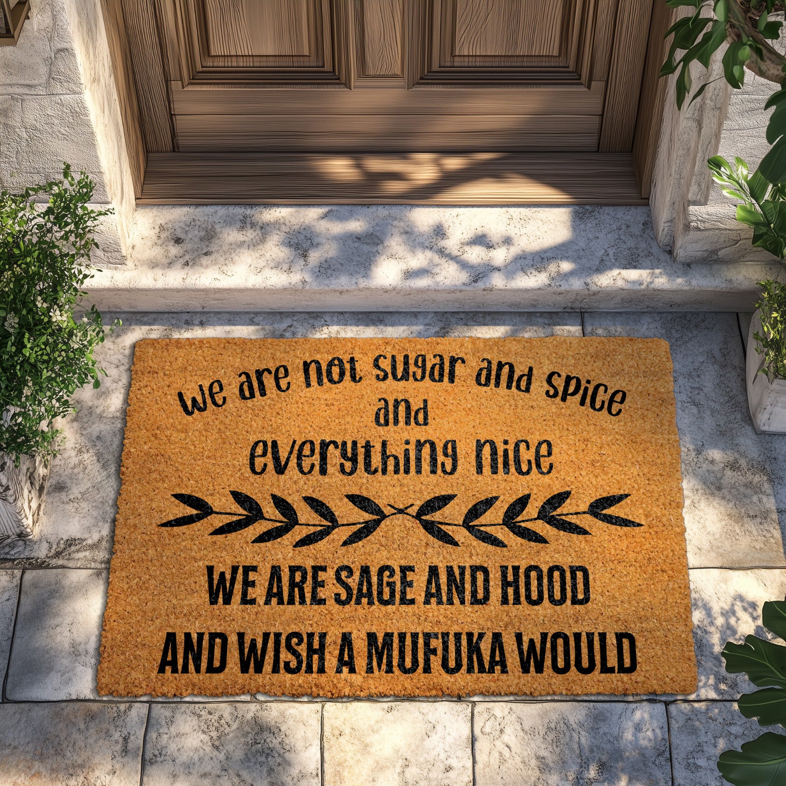 Sage and Hood Doormat: Witchy Vibes Home Decor, Funny Welcome Mat