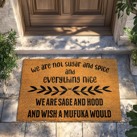Sage and Hood Doormat: Witchy Vibes Home Decor, Funny Welcome Mat