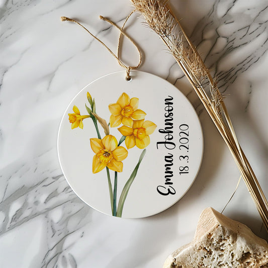 Custom Birth Month Flower Ornament, Personalized Ceramic Keepsake & More