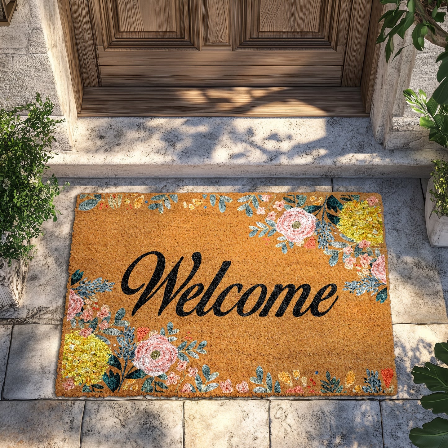 Vibrant Floral Welcome Doormat, Perfect Housewarming Gift