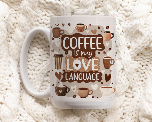 Cute Coffee Lover Mug, Funny Drinkware: Sublimation Office Tea Cup