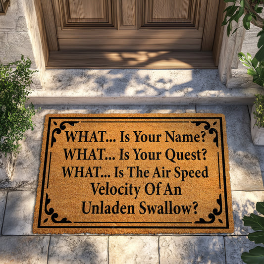Unique Doormats: Holy Grail, Movie Quote, Swallow Welcome Mat