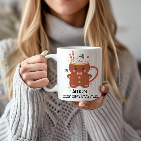 Personalized Cozy Christmas Mug, Cute Xmas Hot Cocoa, Family Gift
